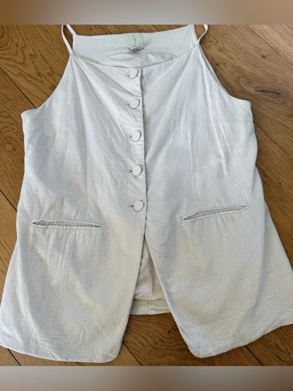 Joie Linen Blend Button Front Cami Top Womens Medium Ivory Sleeveless Summer